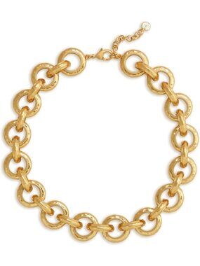 Trendy Chunky Statement Necklace for Women, Hammered Link Chain Jewelry
